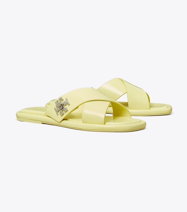 Tory Burch designer sandali Slider con dettagli a girello in Frozen Zest angle