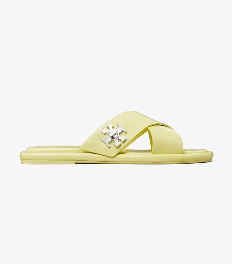 Tory Burch designer sandali Slider con dettagli a girello in Frozen Zest angle