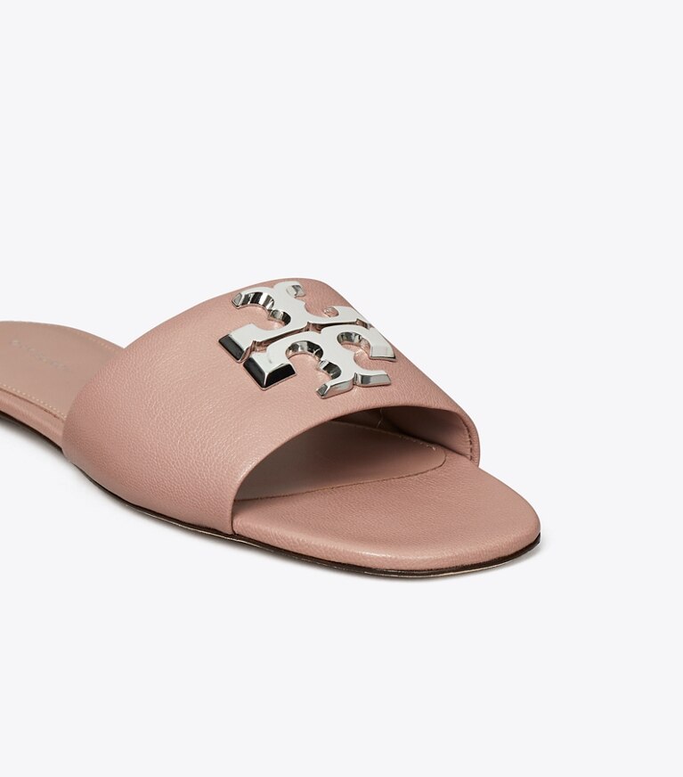 Tory Burch designer sandali Slider Eleanor in LIGHT MAUVE / SILVER dettaglio