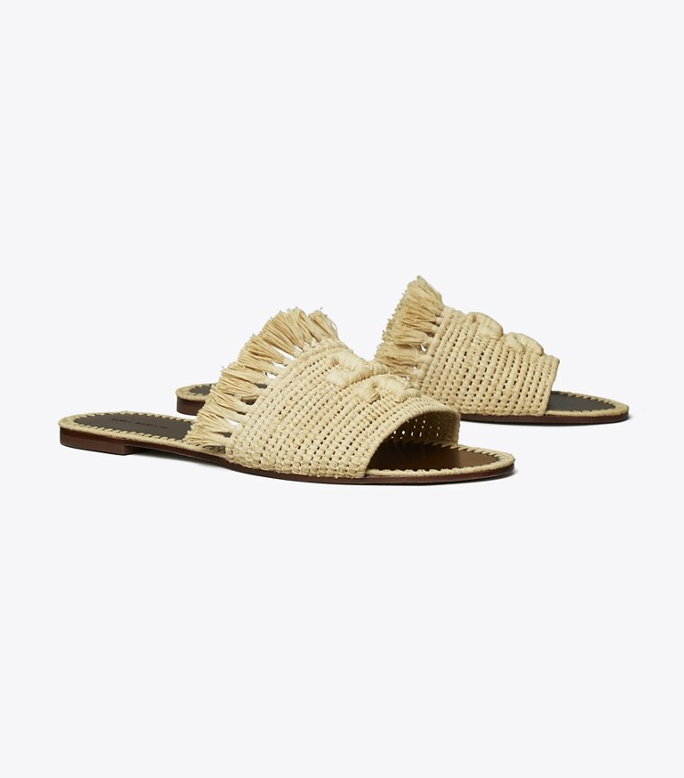 Tory Burch designer sandali Slider Eleanor in rafia in RAFFIA angle