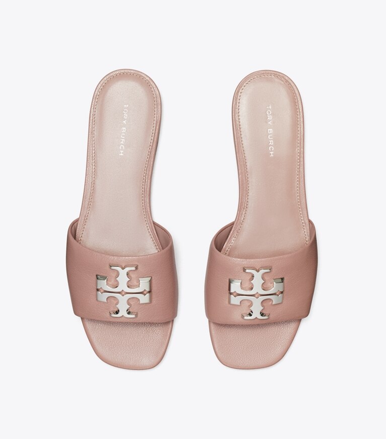 Tory Burch designer sandali Slider Eleanor in LIGHT MAUVE / SILVER superiore
