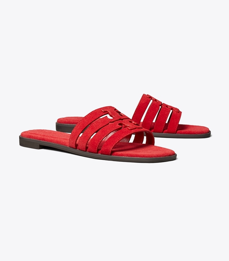 Tory Burch designer sandali Slider Ines in TOUCAN RED / TOUCAN RED angle