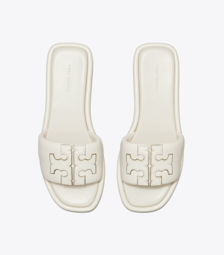 Tory Burch designer sandali Slider sportiva con doppia T in LIGHT CREAM / GOLD superiore