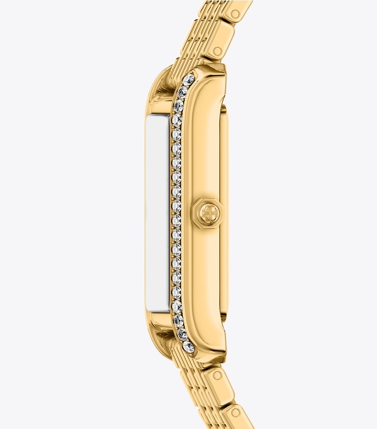 Tory Burch designer strap watches Slim Eleanor Watch in MOP/GOLD/PAVE side