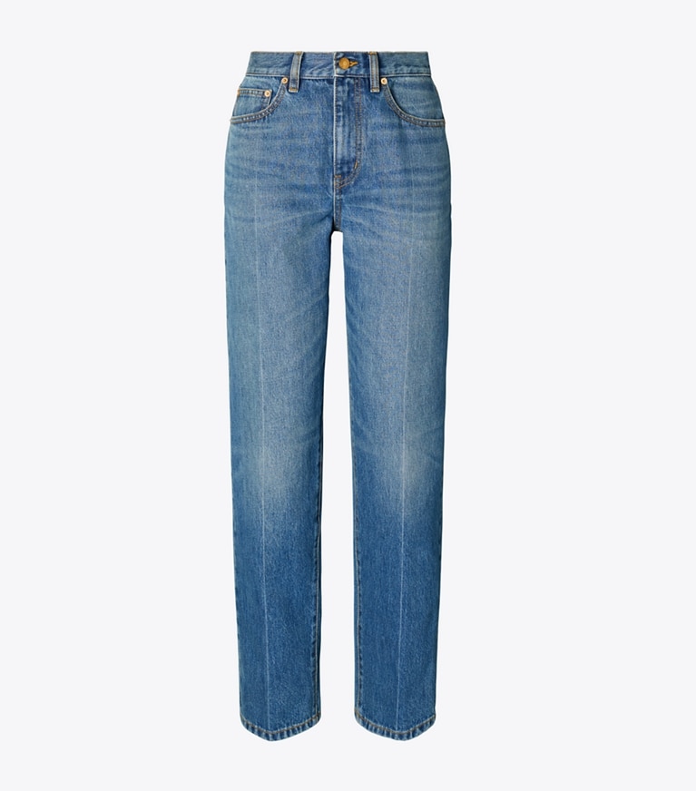 Tory Burch designer bottoms Slim Jean in Medium Vintage Wash front