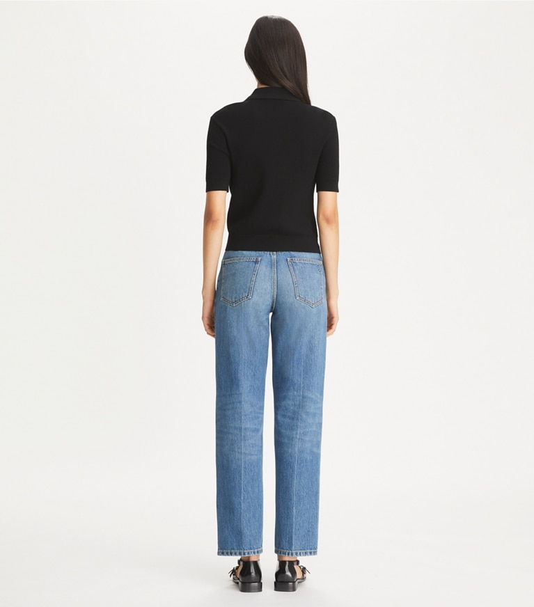 Tory Burch designer bottoms Slim Jean in Medium Vintage Wash front