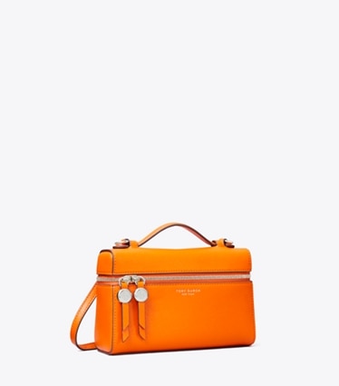 Tory Burch designer mini bags Slim Romy Top Handle in Orange angle