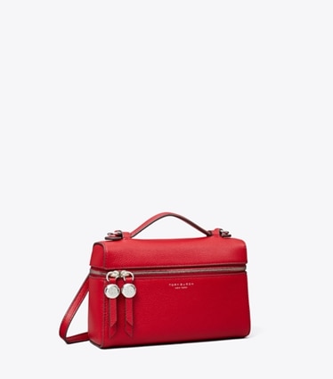 Tory Burch designer mini bags Slim Romy Top Handle Bag in Tory Red angle