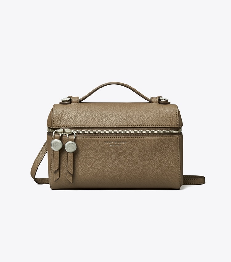 Tory Burch designer crossbody bags Slim Romy Top Handle Bag in Wild Mushroom front