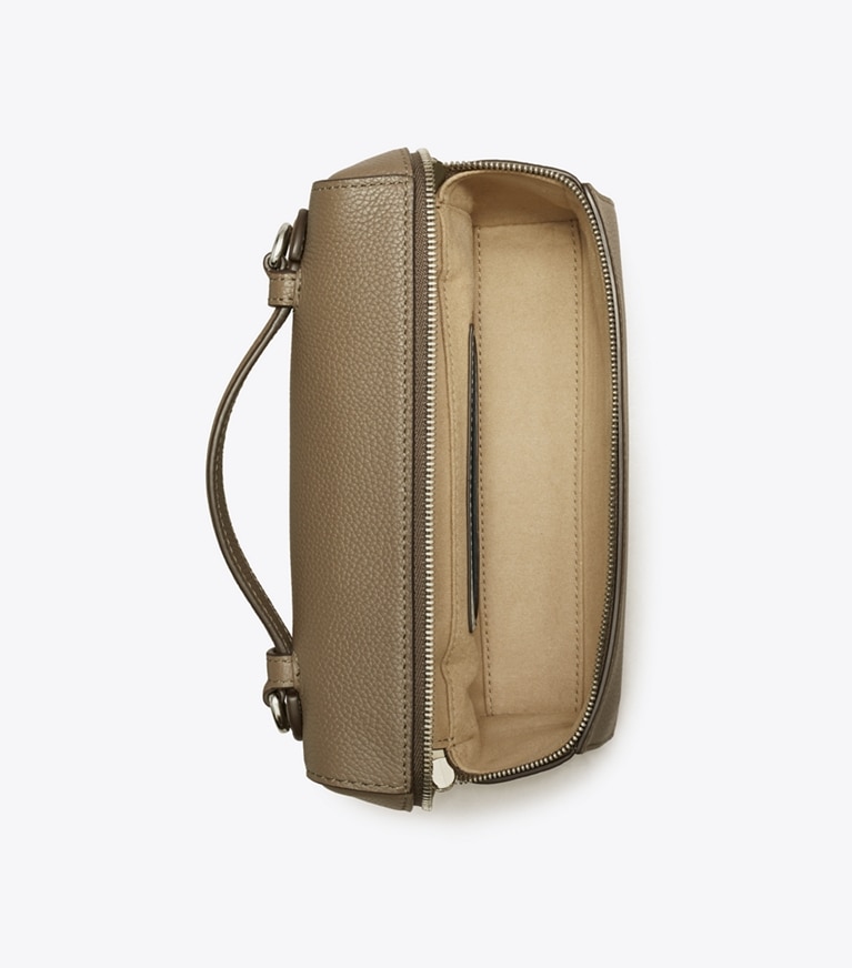 Tory Burch designer crossbody bags Slim Romy Top Handle Bag in Wild Mushroom overhead