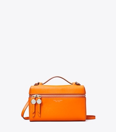 Tory Burch designer mini bags Slim Romy Top Handle in Orange front