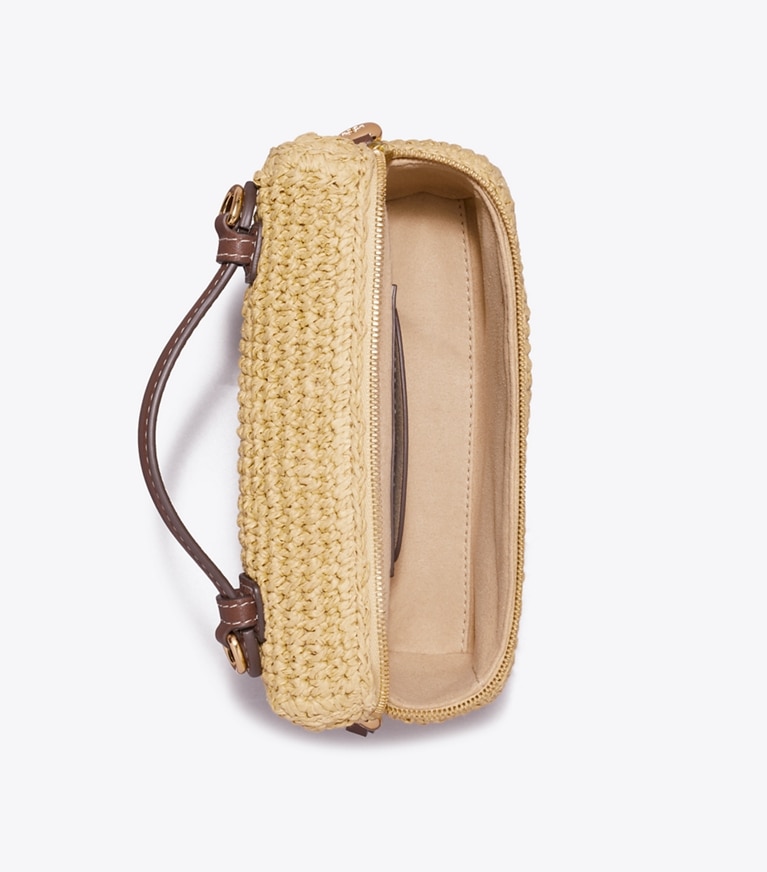 Tory Burch designer crossbody bags Slim Romy Woven Top Handle Bag in Natural overhead