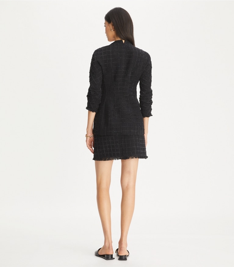 Tory Burch designer jackets Slim Tweed Jacket in Black/Black front