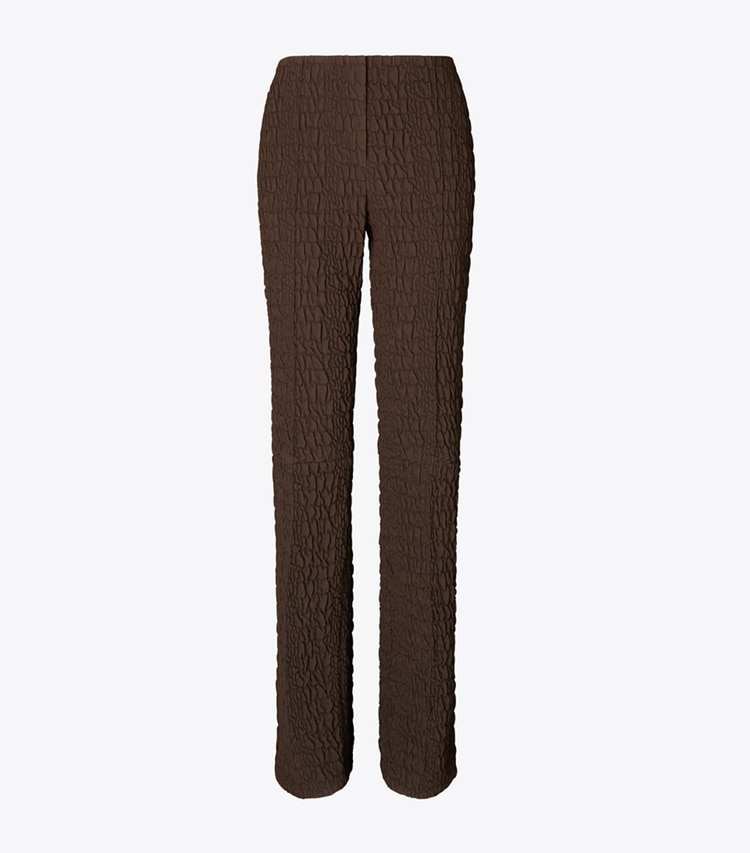 Tory Burch designer bottoms Slim Wool and Silk Pant in Boba Brown front