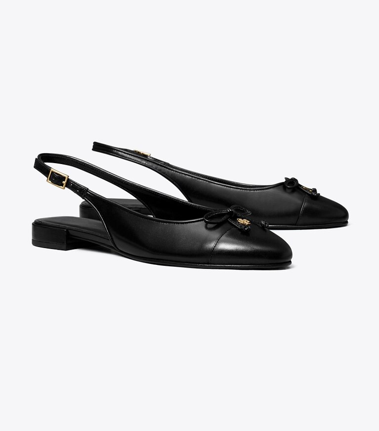 Tory Burch designer mocassini Slingback con punta a contrasto in PERFECT BLACK / PERFECT BLACK angle