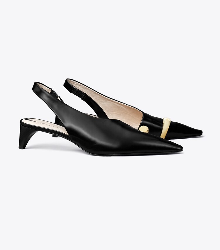Tory Burch designer scarpe con tacco Slingback effetto piercing con tacco  in PERFECT BLACK angle