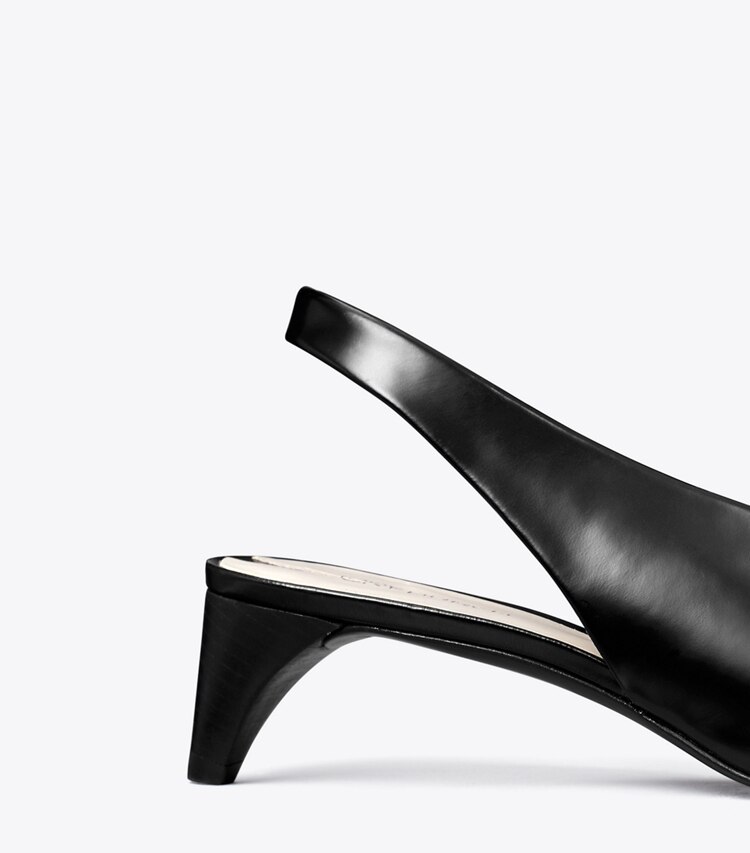 Tory Burch designer scarpe con tacco Slingback effetto piercing con tacco  in PERFECT BLACK dettaglio