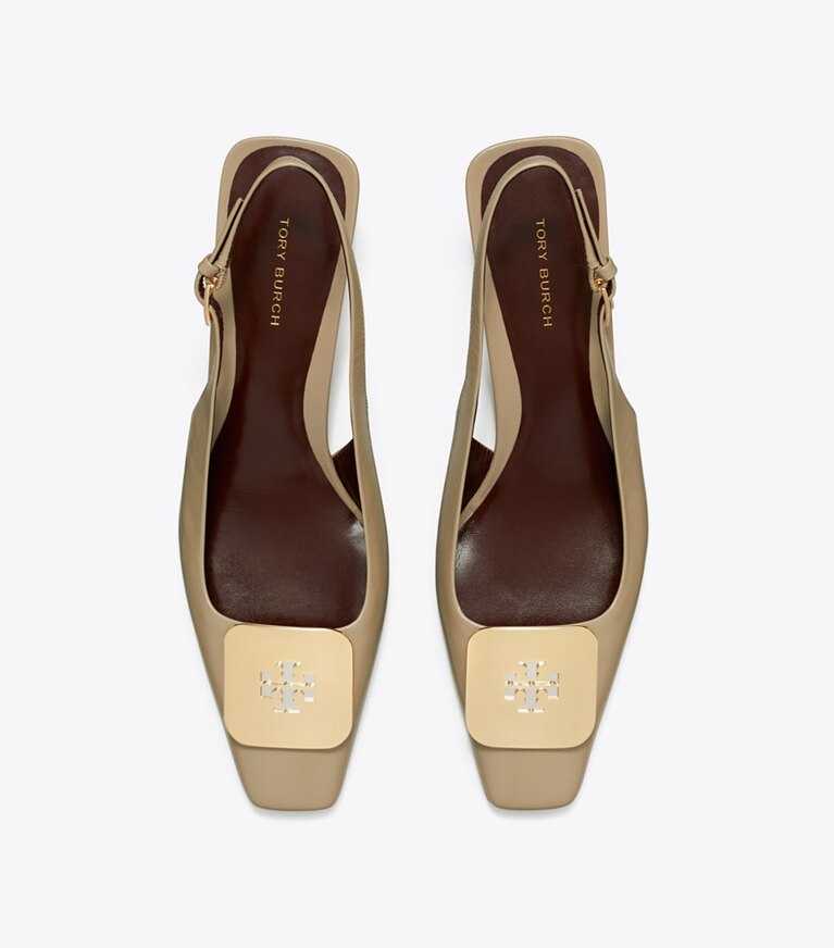 Tory Burch designer scarpe con tacco Slingback Georgia con tacco in DARK ELK angle