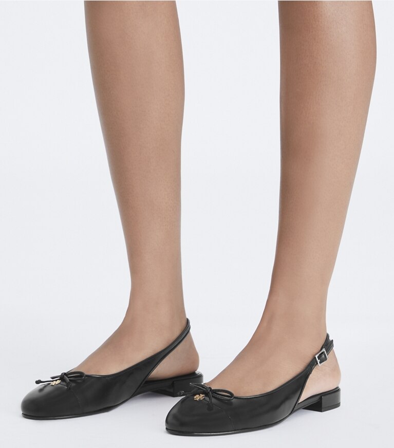 Tory Burch designer loafers Slingback mit Zehenkappe in PERFECT BLACK / PERFECT BLACK angle