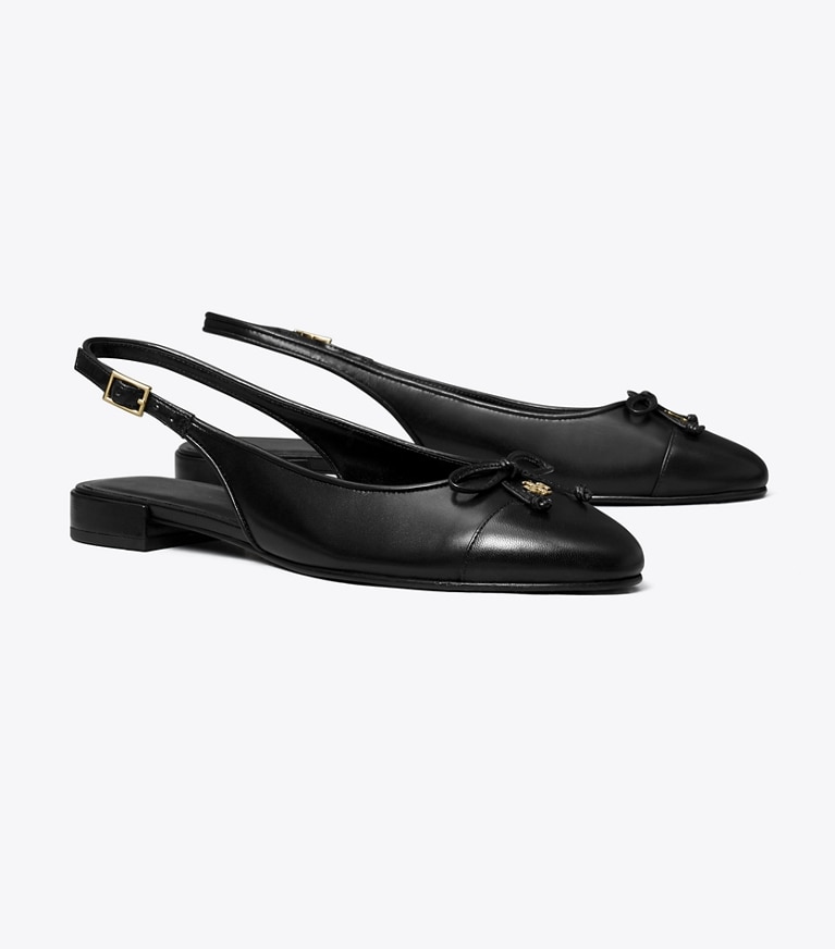 Tory Burch designer loafers Slingback mit Zehenkappe in PERFECT BLACK / PERFECT BLACK angle