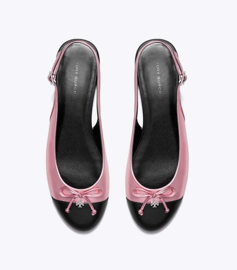 Tory Burch designer loafers Slingback mit Zehenkappe in PINK ETOILE / PERFECT BLACK angle