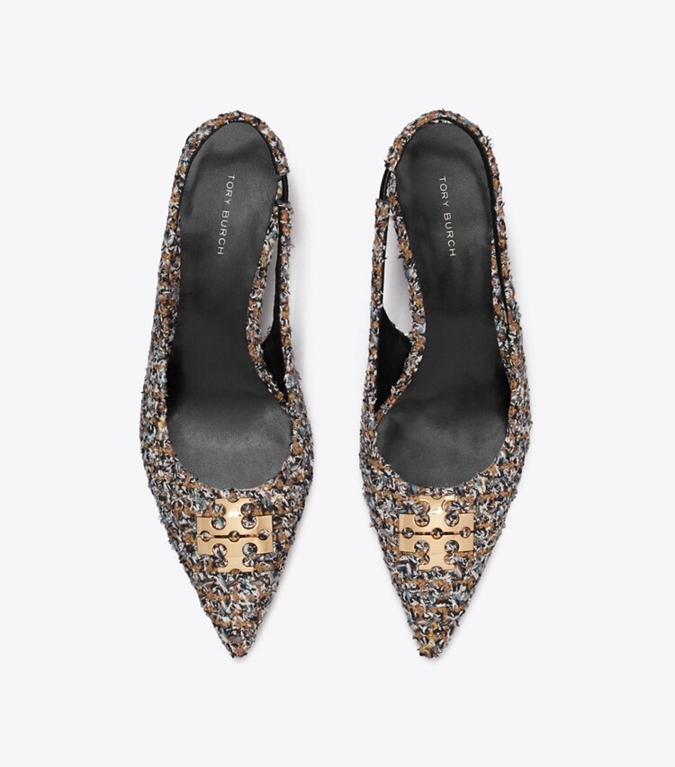 Tory Burch designer escarpins Slingbacks Charlie in BROWN MULTI dessus