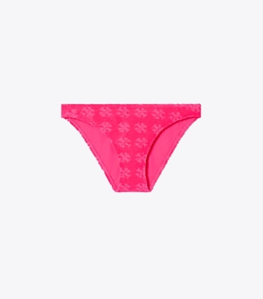 Tory Burch designer bikini Slip per bikini in spugna di cotone con logo in Bold Pink front