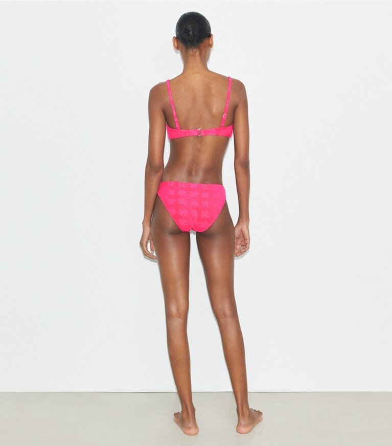 Tory Burch designer bikini Slip per bikini in spugna di cotone con logo in Bold Pink front