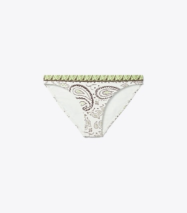 Tory Burch designer bikini Slip per bikini stampato in Mint Cockatoo front