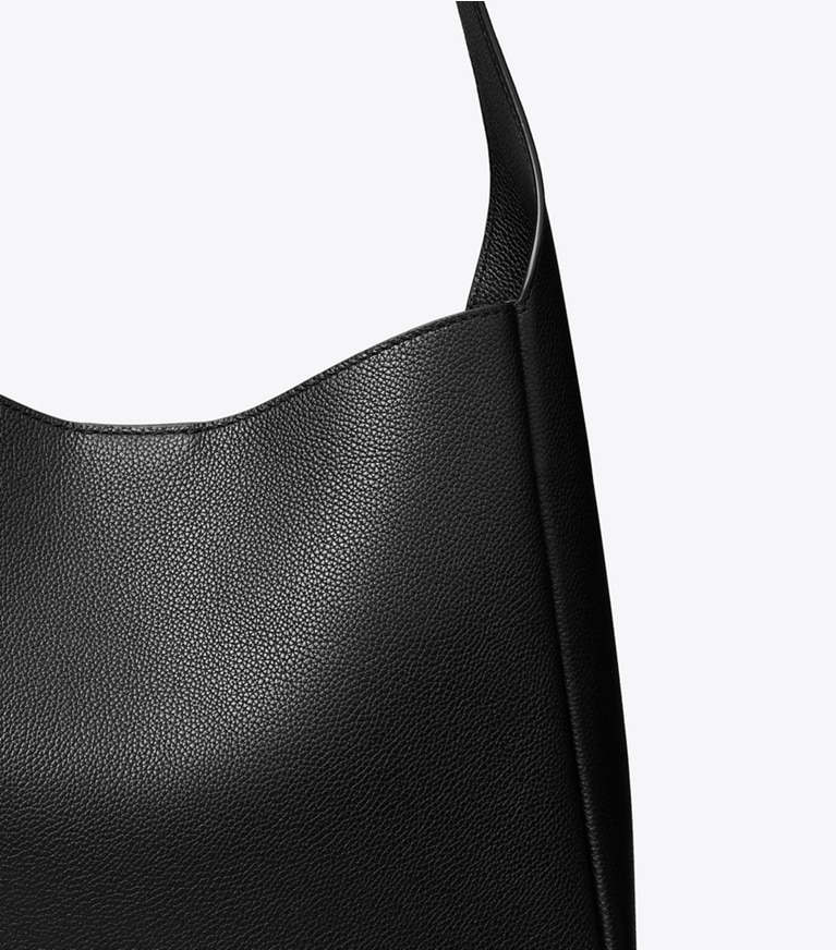 Tory Burch designer shoulder bags Slouchy Leather Shoulder Bag in Black detail