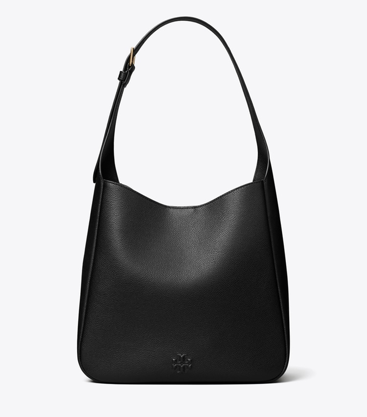 Tory Burch designer shoulder bags Slouchy Leather Shoulder Bag in Black front