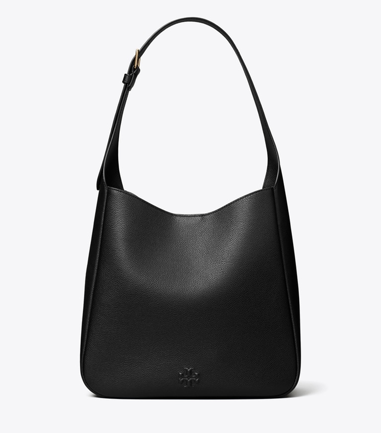 Tory Burch designer shoulder bags Slouchy Leather Shoulder Bag in Black front
