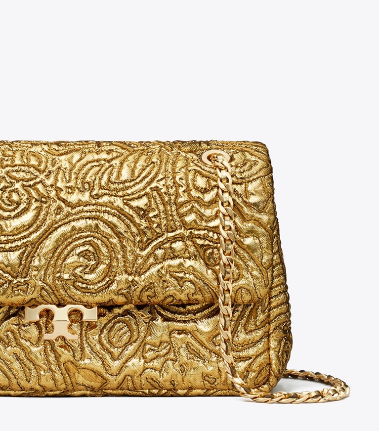 Tory Burch designer shoulder bags Small Bunny Knot Brocade Shoulder Bag in Gold detail