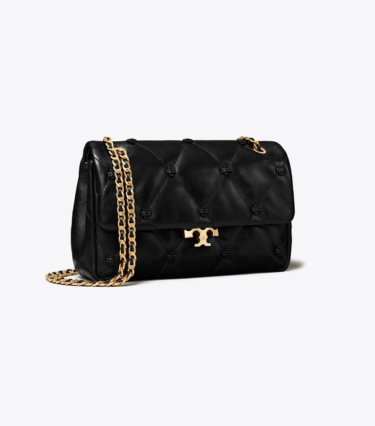 Tory Burch designer shoulder bags Small Bunny Knot Shoulder Bag in BLACK/GOLD angle