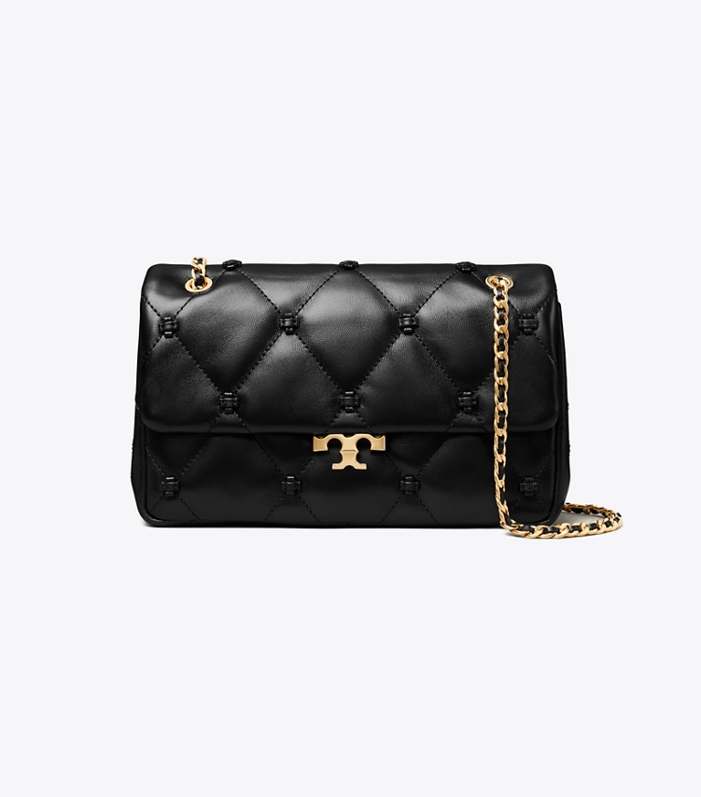 Tory Burch designer shoulder bags Small Bunny Knot Shoulder Bag in BLACK/GOLD front