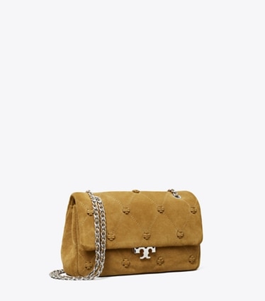 Tory Burch designer shoulder bags Small Bunny Knot Suede Shoulder Bag in Toffee angle