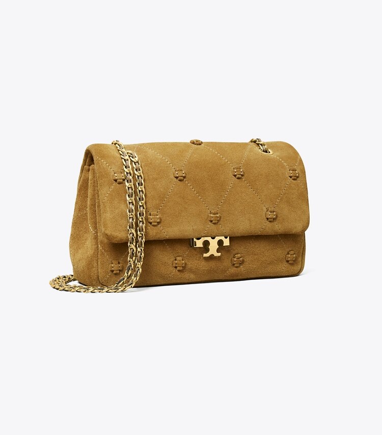 Tory Burch designer shoulder bags Small Bunny Knot Suede Shoulder Bag in Toffee angle