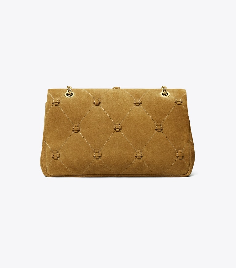 Tory Burch designer shoulder bags Small Bunny Knot Suede Shoulder Bag in Toffee back