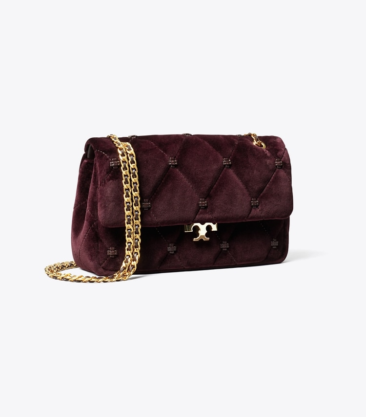 Tory Burch designer shoulder bags Small Bunny Knot Velvet Shoulder Bag in Dark Cherry angle