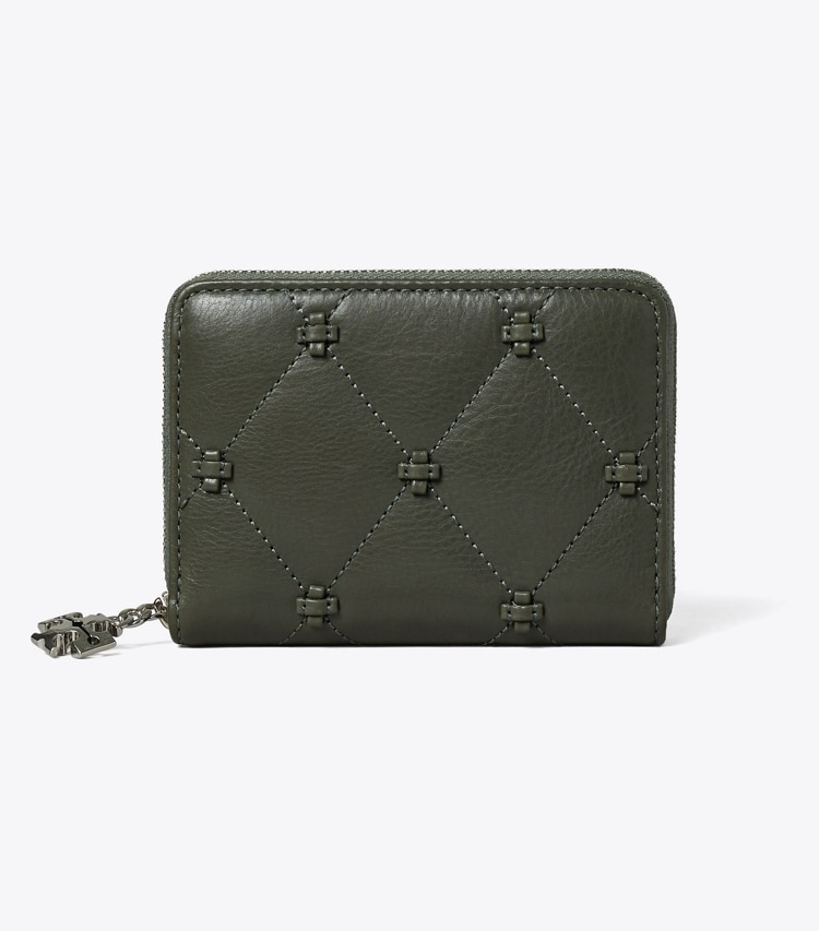 Tory Burch designer wallets Small Bunny Knot Zip-Around Wallet in Obsidian front