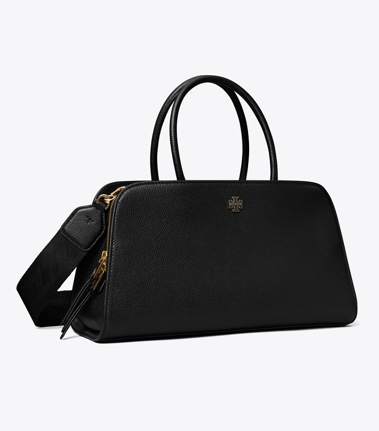Tory Burch designer サッチェルバッグ センタージップ スモール サッチェルバッグ in Black angle