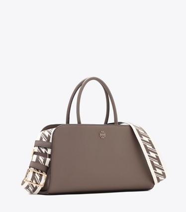 Tory Burch designer サッチェルバッグ センタージップ スモール サッチェルバッグ in Wild Mushroom angle