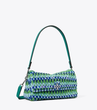 Tory Burch designer shoulder bags Small Charlie Beaded Shoulder Bag in Blue Multi angle