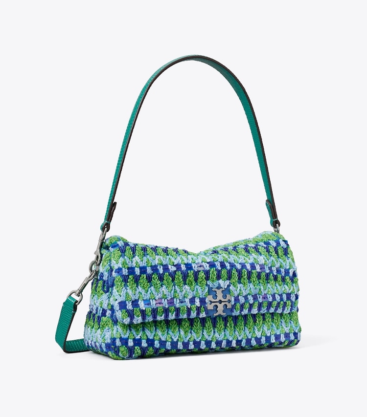 Tory Burch designer shoulder bags Small Charlie Beaded Shoulder Bag in Blue Multi angle