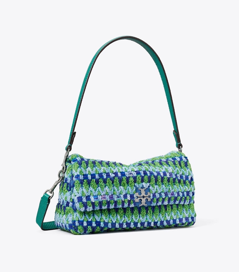 Tory Burch designer shoulder bags Small Charlie Beaded Shoulder Bag in Blue Multi angle
