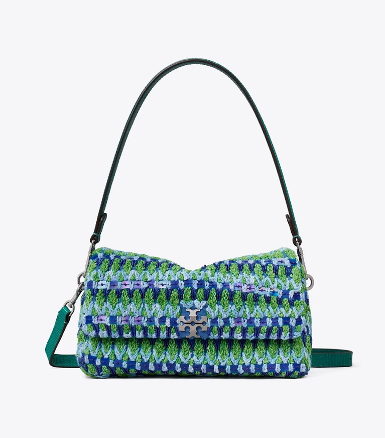 Tory Burch designer shoulder bags Small Charlie Beaded Shoulder Bag in Blue Multi front