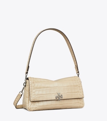 Tory Burch designer shoulder bags Small Charlie Croc-Embossed Shoulder Bag in Light Hickory angle