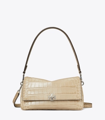 Small Charlie Croc-Embossed Shoulder Bag