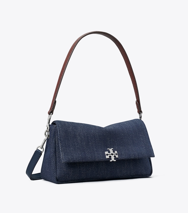 Tory Burch designer shoulder bags Small Charlie Denim Shoulder Bag in Midnight angle