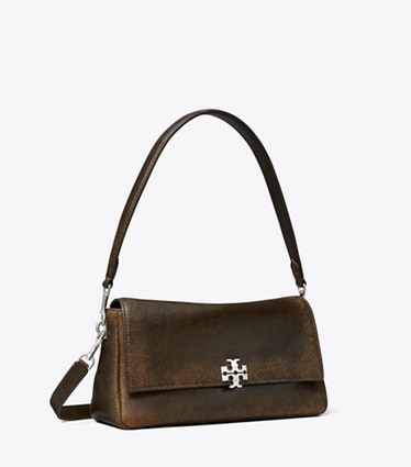 Tory Burch designer ショルダーバッグ チャーリー ディストレスト スモール ショルダーバッグ in New Barley/ Dark Roast angle